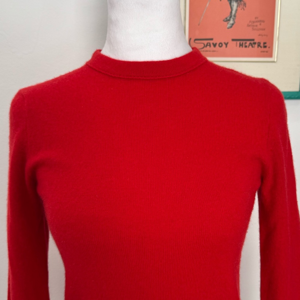 J.Crew 100% Cashmere Red Mock Neck Sweater | Italian Yarn | Size S - Picture 4 of 5